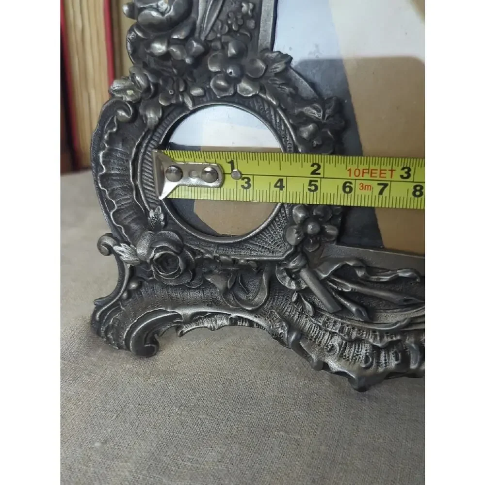 Vintage Floral Metal Picture Frame Romantic Cottage Decor Coquette Vanity